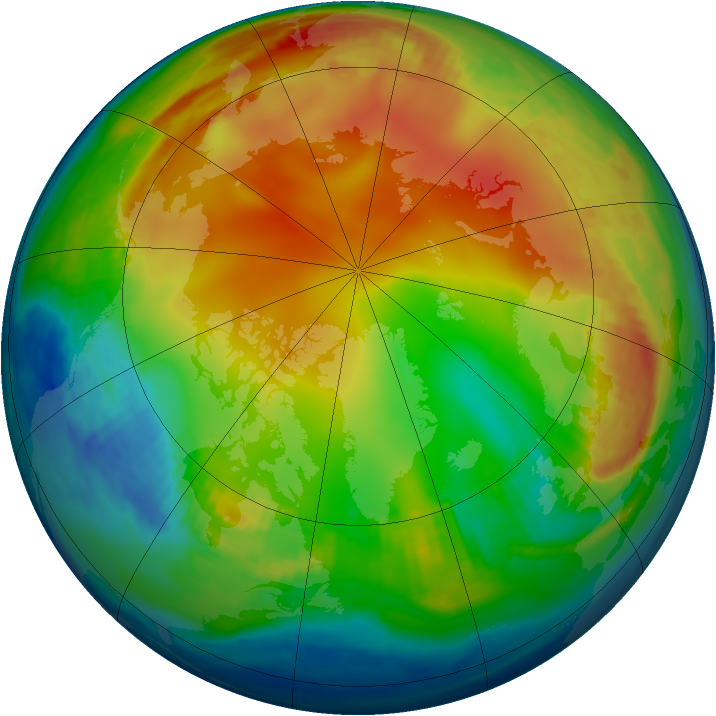 Arctic ozone map for 05 January 1985